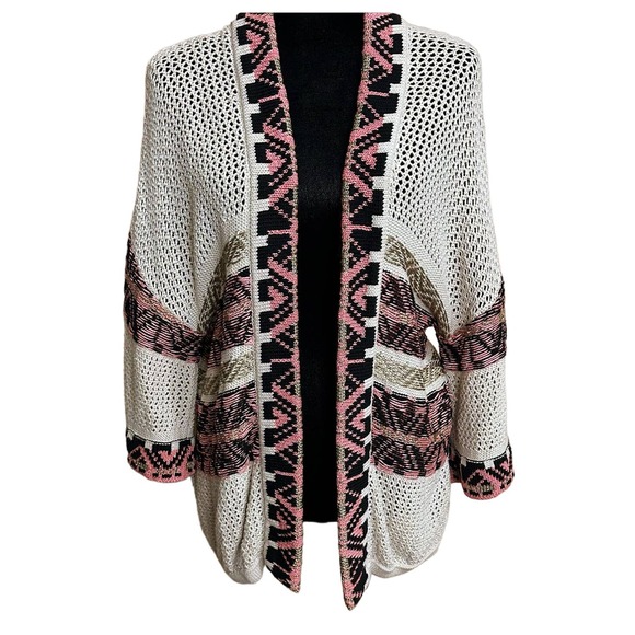 Circus Hotel Anthropologie Aztec Print Loose Fit Cardigan Sweater EU Sz 38 US S - Picture 14 of 14
